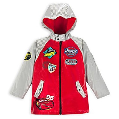 ALEXANDER MCQUEEN Disney Store Cars Lightning McQueen 95 Giacca antipioggia impermeabile NUOVO con cappuccio rosso