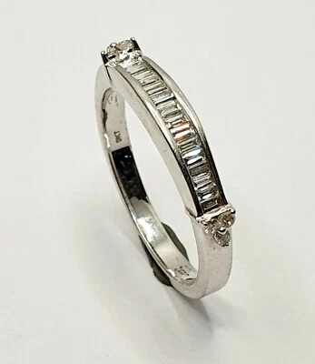 9ct Baguette Diamond Eternity Ring White Gold 0.50ct Diamond Half ET Size N - Image 1 of 4