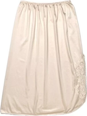 Vintage Bali Pink Half Slip ace Trim Bow Side Slit Nylon Made in USA Lingerie L - Image 1 of 4