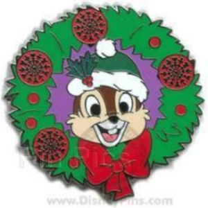 Disney Pin 66638 Happy Holiday 2008 -Mystery Tin Christmas Wreath Chip LE - Picture 1 of 1