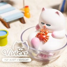 POP MART x ViViCAT Lazy Friend Series CRAB 😼🦀 White Cat in Bowl PVC Figure NEW
