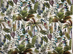 Tropical Printed Velvet Fabric Green - Picture 1 of 2
