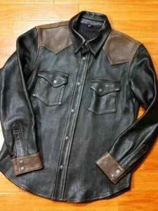 "Men's Leather Vest Genuine Lambskin Leather Quilted Leather Brown Jacket - Picture 1 of 5