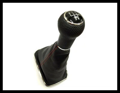 Bota de cambio de perilla de engranaje (marco cromado y bota de costura roja) para Golf Jetta Bora MK4 Foto 1 de 2