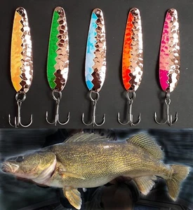 2 1/4" Kupfer gehämmert Löffel Lake Erie Zander Süßigkeiten 5 Löffel Chorham - Bild 1 von 1