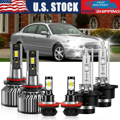 Para Infiniti Q45 2005-2006 6 Piezas Bombilla de Faro LED haz alto y bajo + Kit de Luz Antiniebla Foto 1 de 4