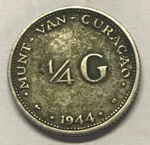 Wilhelmina Konningin Der Nederlanden Coin - 1944 1/4 G - Picture 1 of 2