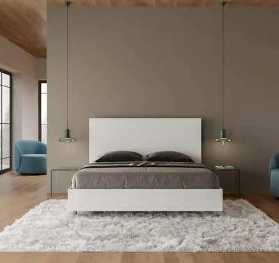 Letto in legno matrimoniale EGOS 160x190 con o senza contenitore bianco frassino - Immagine 1 di 3