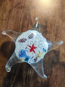Art Glass Starfish  Sculpture Figurine Paperweight 13 OZ 5 Inches Multicolor - Picture 1 of 5