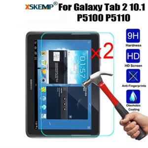 2Pcs TEMPERED GLASS Clear Screen Protector Samsung Galaxy Tab 2 10.1 P5100 P5110 - Picture 1 of 14
