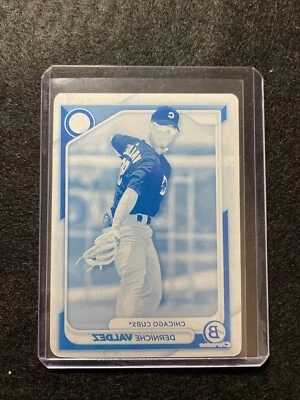 2024 BOWMAN DERNICHE VALDEZ 1 OF 1 CYAN PRINTING PLATE BCP-7 CHICAGO CUBS - Image 1 of 2