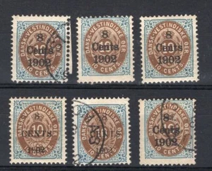 DANISH WEST INDIES LOT, 6 STAMPS, YV # 22/23, USED - MH - MNH, VF - Picture 1 of 1