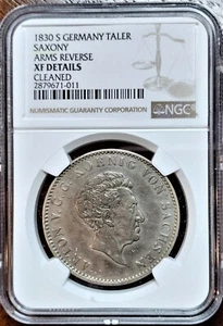 1830-S German States-Saxony - Thaler - NGC XF Details - Cleaned - 19,000 Minted - Picture 1 of 4