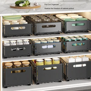 2PCS Pull Out Cabinet Organizer Metal Flexible Multifunctional Pull Out Spice FF - Picture 1 of 30