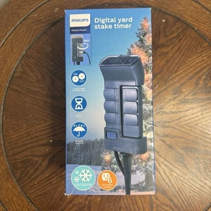 Philips Zeitschaltuhr Outdoor Pfahl 6 geerdete Steckdosen Digital Timer - Bild 1 von 8