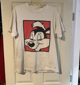 Vintage 90s Pepe Le Pew Skunk Acme Size L Single Stitch T-Shirt 1991 - Picture 1 of 9