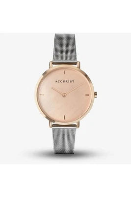 Reloj pulsera de malla Accurist esfera rosa para mujer 8348 Foto 1 de 4