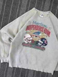 Vtg Mainstay Independence Bowl Sweater Mens Large Gray Nebraska Vs Mississippi - Picture 1 of 15