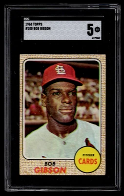 Tarjeta de béisbol Bob Gibson 1968 Topps #100 SGC 5 EXCELENTE CY YOUNG HOF CARDINALS Foto 1 de 2