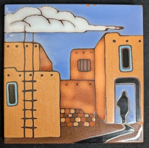 Southwest Pueblo Trivet Southwestern Studios San Antonio Taos New Mexico 6X6 - Picture 1 of 7