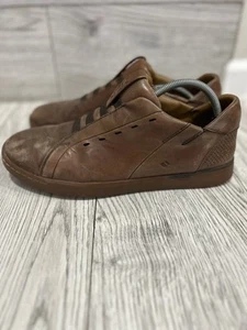 Kizik New York Brown Leather Sneakers Slip On Hands-Free Mens Size 12 M - Picture 1 of 13