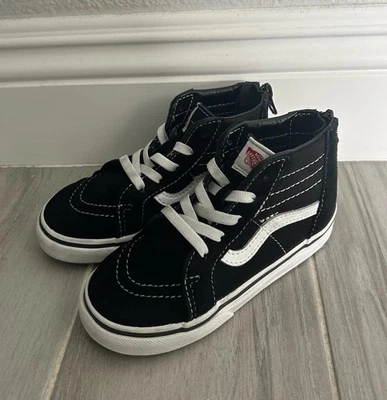 VANS Sk8-Hi Sneakers Black/ White, Toddler Size 9.5, Pre-Owned - Image 1 of 4