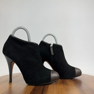 女式 Giuseppe Zanotti 黑色麂皮绒鞋头细跟踝靴 36.5 码 — 第 1/4 张图片