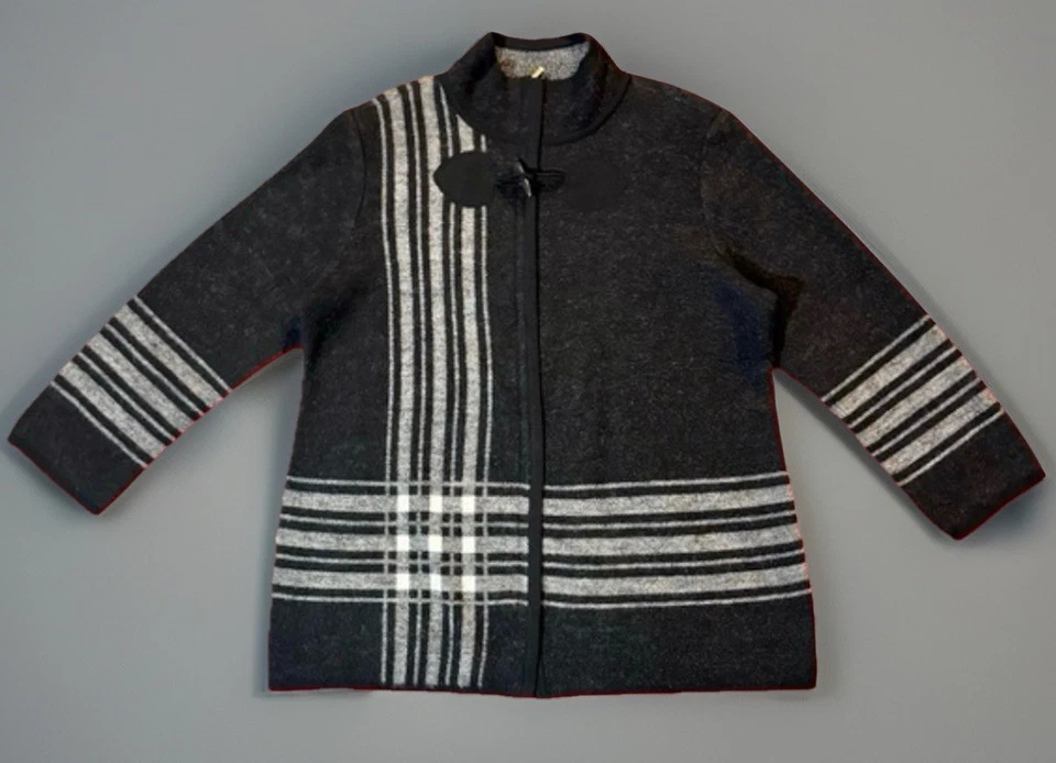 Cárdigan Pendleton Para Mujer Grande Cremallera Completa 100% Lana Merino Gris Suéter Chaqueta Foto 1 de 4