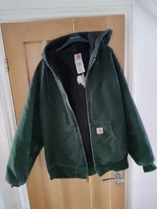 Carhartt For Women Dark Green Hooded Vintage Coat Hooded Denim Material BARGAIN - Picture 1 of 5