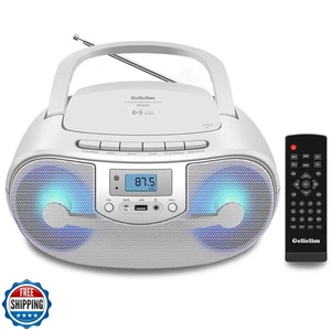 Gelielim Lettore CD Boombox, Radio FM con Bluetooth, Telecomando, Portatile - Foto 1 di 5