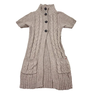 Vintage Y2K Hollister Cardigan Sweater Women Medium Brown Cable Knit Pockets - Image 1 of 4