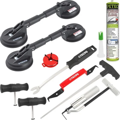 TECPO + PETEC JUEGO DE HERRAMIENTAS DE DESMONTAJE DE DISCOS TECPO GOMA DOBLE ASPIRADOR Ø118mm PEGAMENTO PARA DISCOS 310ml