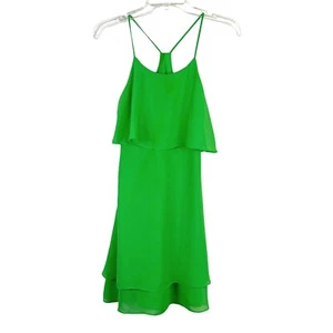 Abito donna Gianni Bini verde lime chiffon con volant e volant taglia 0 - Foto 1 di 10