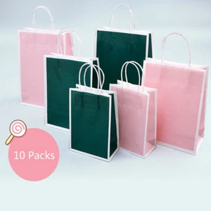 10 Packs of Cute Kraft Paper Bag Gift Clothes Shopping Packing Pouch with Handle - Picture 1 of 13