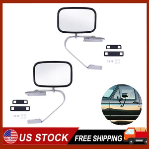 Side View Manual Mirrors Chrome Pair Set for Ford F-Series Pickup Truck NEW-US - Picture 1 of 12