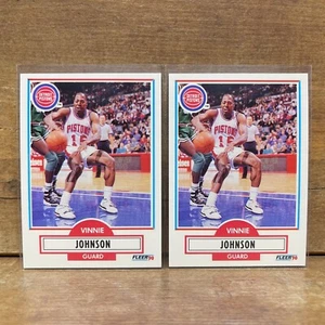 Lot of TWO 1990 Fleer #57 Vinnie Johnson Detroit Pistons Basketball Cards - Bild 1 von 2