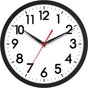18" Wall Clock Large Silent Non-Ticking Wall Clocks Battery Operated, Black - Picture 1 of 7