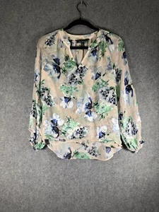 White House Black Market Blouse Women XS Long Sleeve Floral Relax Sleeve Career - Picture 1 of 7