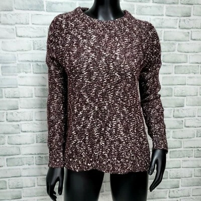 Suéter tejido a ganchillo Michael Stars para mujer S granate blanco recortado trasero Foto 1 de 4