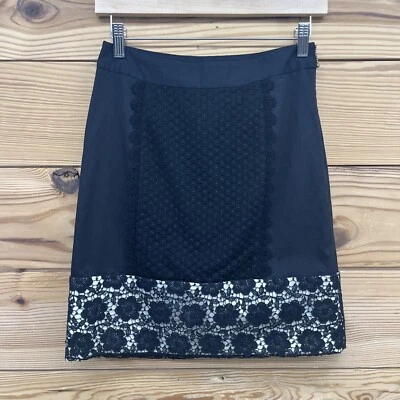 Falda Leifsdottir 2 Lápiz Negro Ojales Rectos Borde de Encaje Forro Amarillo B74 Foto 1 de 4