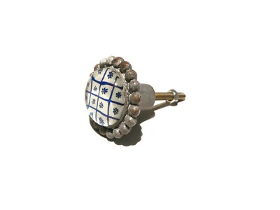 Knauf Grau Kugelrand Glas Möbelgriff Knopf Türgriff Schubladengriff Landhaus - Bild 1 von 3