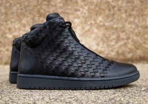 $400 Nike Air Jordan Shine Black LUX PREMIUM Leather QS 689480-010 Men 15 Shoes - Picture 1 of 9