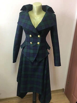 Conjunto de saia terno feminino 2 peças grade listrada negócios trabalho roupas casuais - Imagem 1 de 4