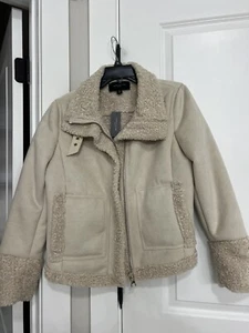 AnnTaylor Faux Suede Shearling Aviator Style Jacket - Picture 1 of 7