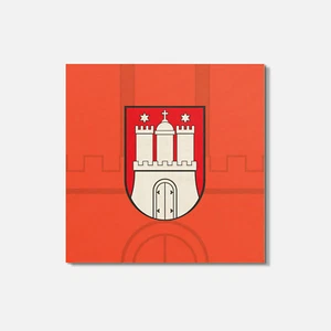 Hamburg City Coat Of Arms Germany 4'' X 4'' Square Wooden Coaster - Picture 1 of 3