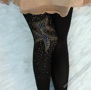 Sexy Muster Strumpfhosen Muschel mit Schmuck verziert Schwarz Damen Glitzer S M - Bild 1 von 2
