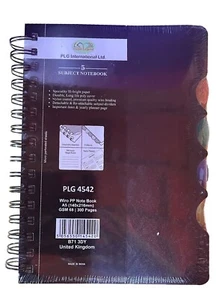 A5 Notizbuch Doppeldraht 300 linierte Seiten Polyeinband 4-teilig Fachteiler - schwarz - Bild 1 von 12