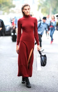 JACQUEMUS Baya Cutout Cotton-blend Maxi Dress In Burgundy IT 38/ US (4/6) - Picture 1 of 12