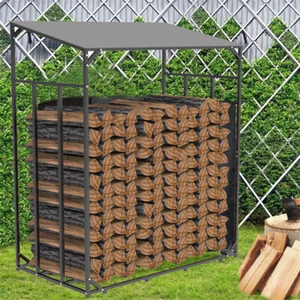 1.8M Outdoor Metal Log Store Stack Holder Wood Firewood Rack Garden Storage Shed - Picture 1 of 18