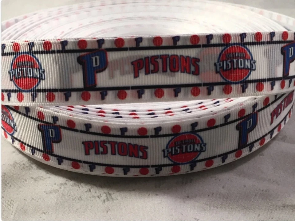 Pistons Ribbon - 7/8" Grosgrain Ribbon - Basketball Ribbon - Detroit Pistons - Image 1 of 1